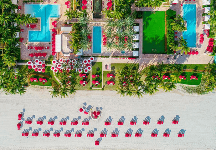 The private beach at Acqualina Resort in North Miami Beach