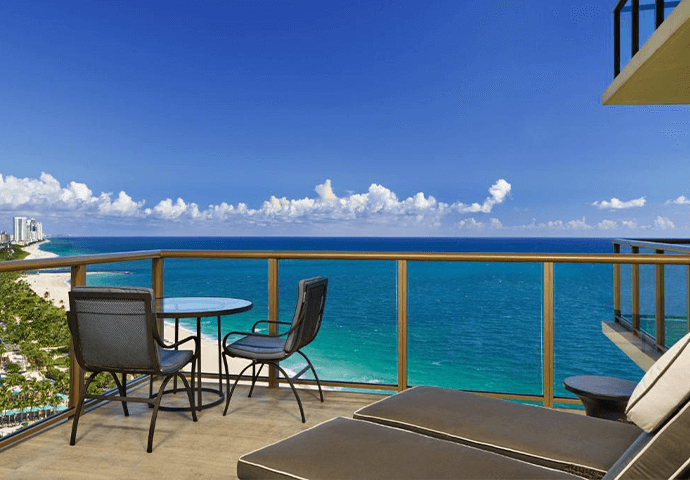 The balcony room at the St. Regis Bal Harbour Resort