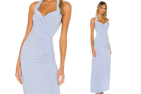 Halter Sweetheart Side Drape Gown