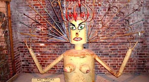 Sculpture of a Las Vegas model made by Stanley Papio displayed at the East Martello Museum in Key West.