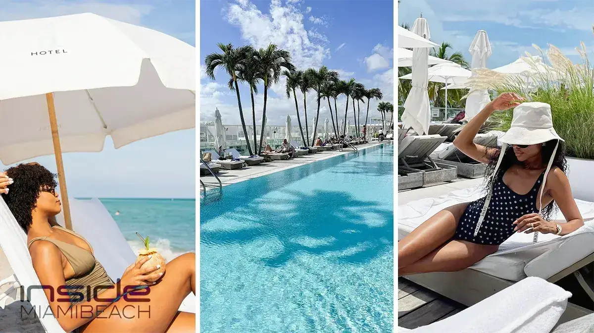 The pool and private beach at 1 Hotel South Beach