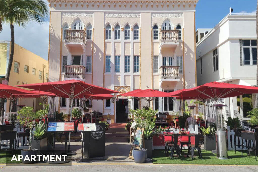 Stylish interior of Ocean Drive Pulse apartment, a fusion of comfort and nightlife vibrancy, steps away from the beach